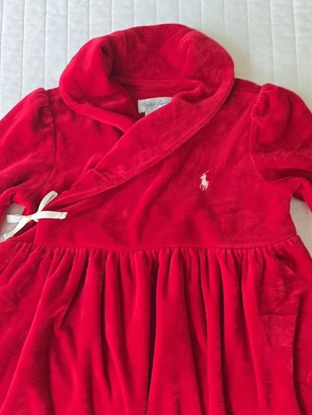 Ralph Lauren Red Velour Baby Dress with Bloomers 18M